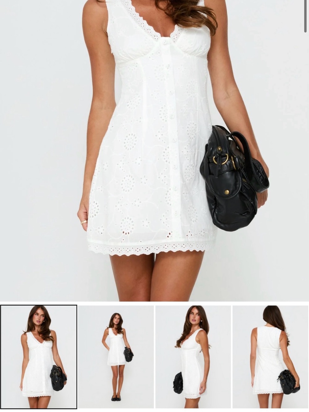 NWT Princess Polly Gabbey Anglaise V Neck Mini Dress, 6